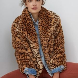 Anthropologie Leopard Faux Fur Jacket
